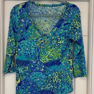 Lilly Pulitzer Blue and Green Patterned Blouse